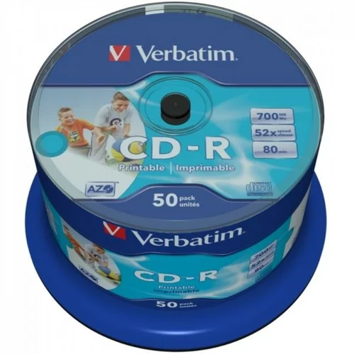 Verbatim CD-R 52x 700MB Full Surface White Printable, 50 kom