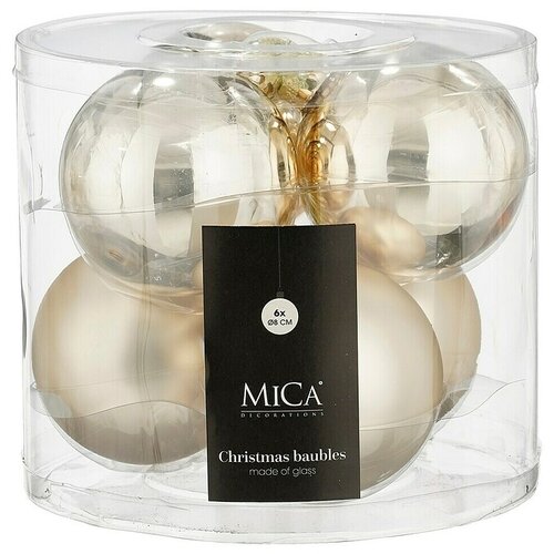 Mica Decorations Božićne kuglice (Krem, Staklo, Promjer: 8 cm, 6 Kom.) Cijene