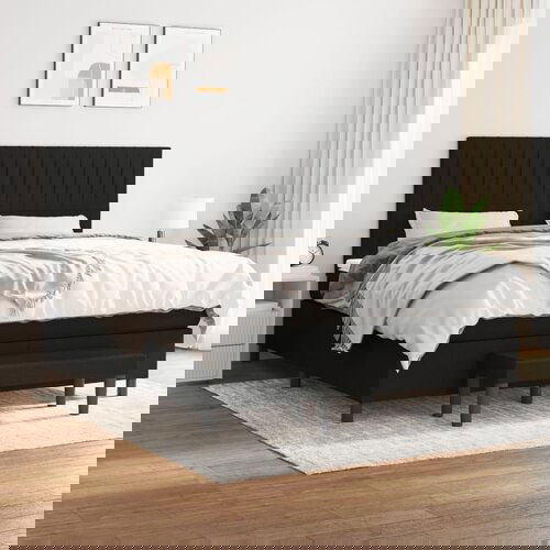 vidaXL Box spring postelja z vzmetnico črna 180x200 cm blago Cene