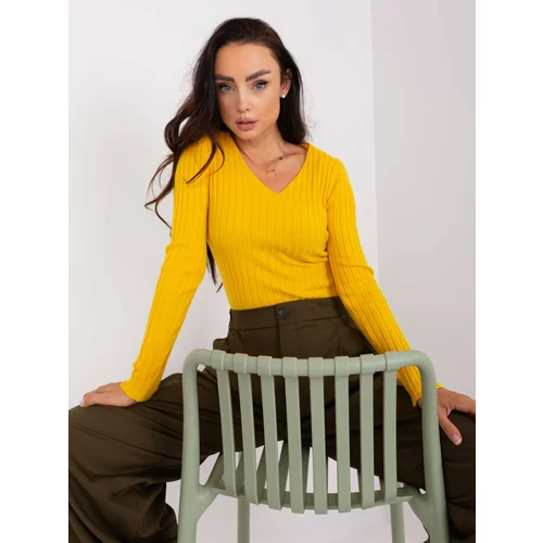 Fashion Hunters Navy yellow fitted classic women's sweater