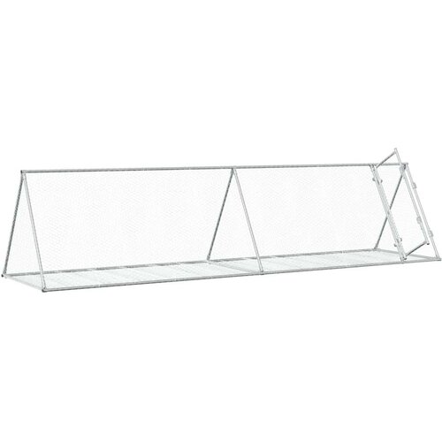 VidaXL Kavez za zečeve srebrni 400 x 105 x 91 cm od pocinčanog čelika Slike