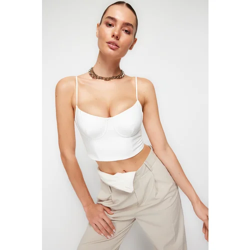 Trendyol White Crop Woven Bustier