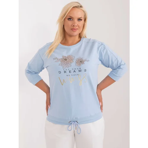 Fashion Hunters Light blue blouse plus size with 3/4 sleeves