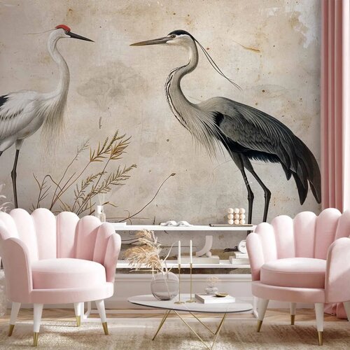  Foto tapeta - Birds from an old engraving - vintage-style illustration depicting a heron and a crane 400x280 Premium Cene