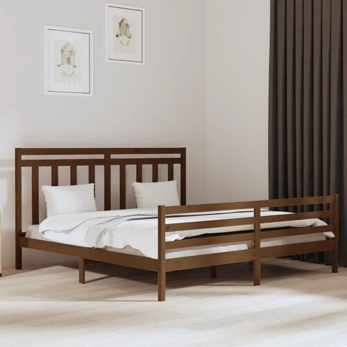 The Living Store Posteljni okvir medeno rjav iz trdnega lesa 200x200 cm - Posteljni Okvir, (21524362) Slike