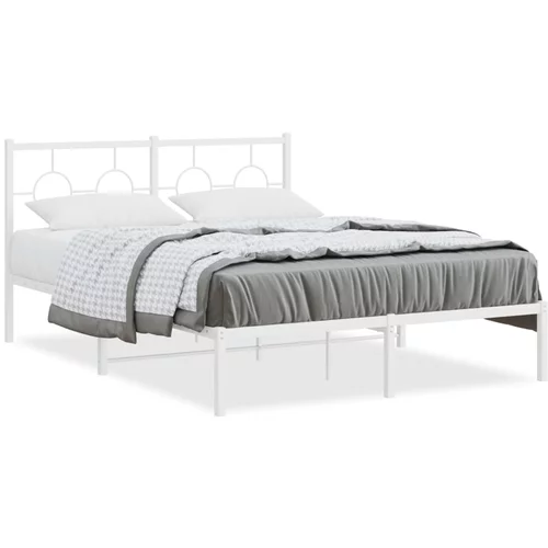vidaXL Metalni okvir za krevet s uzglavljem bijeli 140 x 200 cm