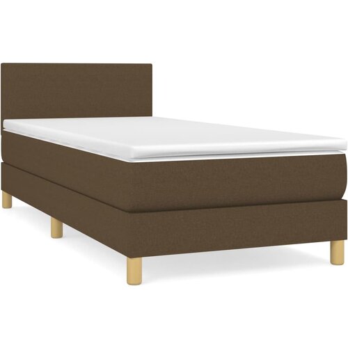 VidaXL Box spring postelja z vzmetnico temno rjava 80x200 cm blago, (20901636) Slike