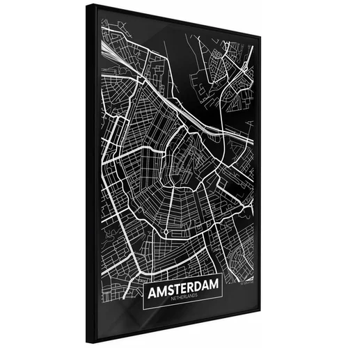  Poster - City Map: Amsterdam (Dark) 40x60