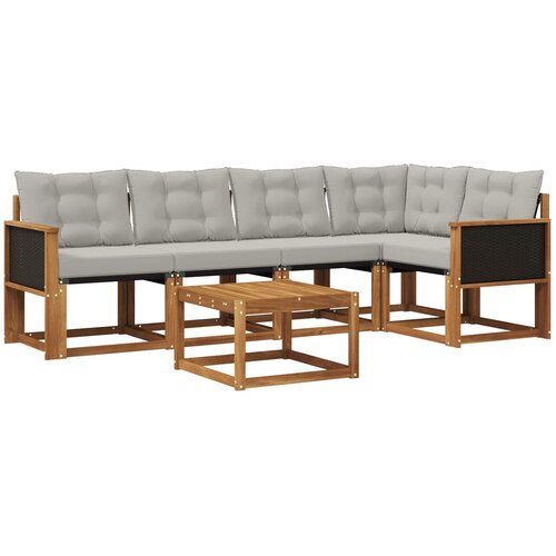 vidaXL Zunanja garnitura za sedenje 6 pcs Naravna in svetlo siva, (5000282064) Cene