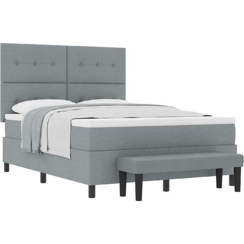  Krevet s madracem Set od 2 Siva Tkanina 140 x 190 cm Madrac Slike