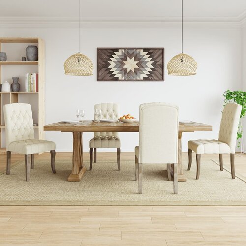  The Living Store Jedilni stoli 4 kosi bež blago videz platna - Jedilni Stol, (21495864) Slike