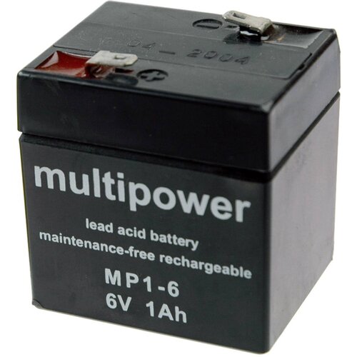 Multipower Svinčev akumulator 1 Ah MP1-6 MP1-6 svinčevo-koprenast (AGM) 51 x 55 x 42 mm plo&amp;scaron;čati vtič 4.8 mm brez vzdrževanja, (20829189) Slike