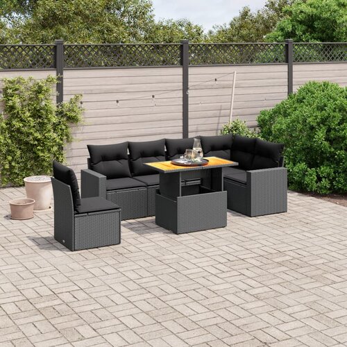 vidaXL 7-dijelni set vrtnih sofa od poliratana s jastucima crni Cijene