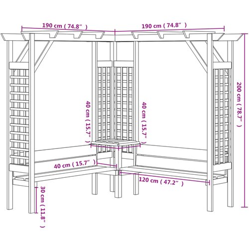  Kutna pergola s klupom od impregnirane borovine Slike