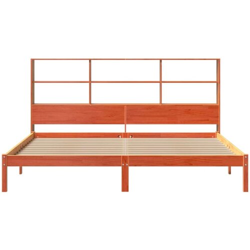 VidaXL Krevet s regalom za knjige bez madraca 200x200 cm od borovine Slike
