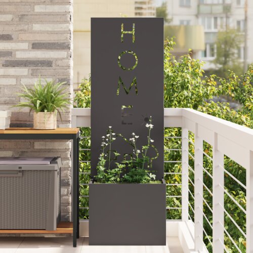 VidaXL Vrtni Sadič s Dekorativnom Pločom Crna 50 x 140 cm Slike