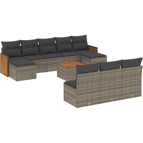  11-dijelni set vrtnih sofa od poliratana s jastucima sivi Slike