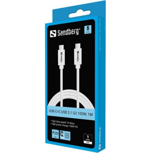 Sandberg USB kabel 3.2, USB-C/USB-C, 5m, 136-76 Slike