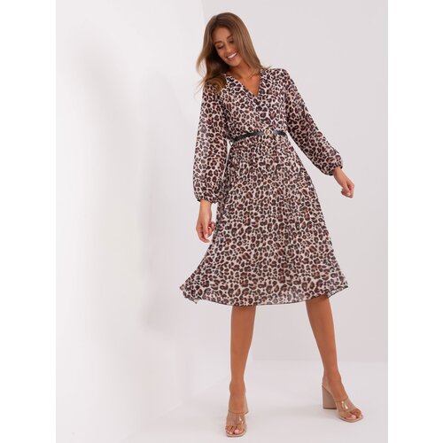 Fashion Hunters White and black leopard print dress with belt Slike