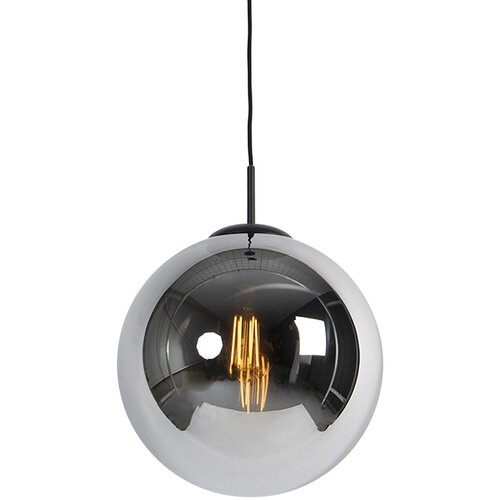 QAZQA Art Deco viseča svetilka črna z dimnim steklom 30 cm - Pallon Cene