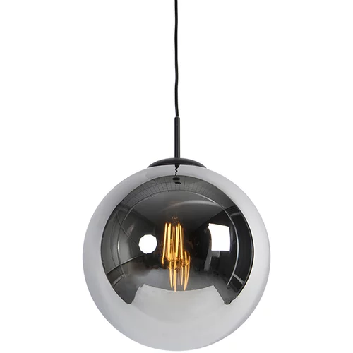 QAZQA Art Deco viseča svetilka črna z dimnim steklom 30 cm - Pallon