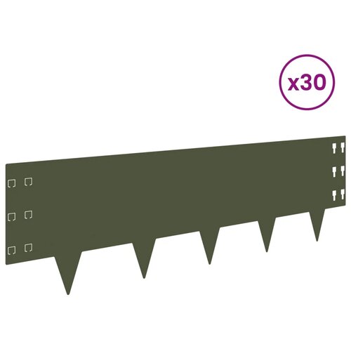  Ograda oko Travnjaka 30 kom. 100 x 30 cm Čelik Maslinastozelena - Maslinastozelena 30 30 cm Slike