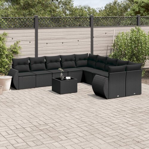  11-dijelni set vrtnih sofa od poliratana s jastucima crni Cijene