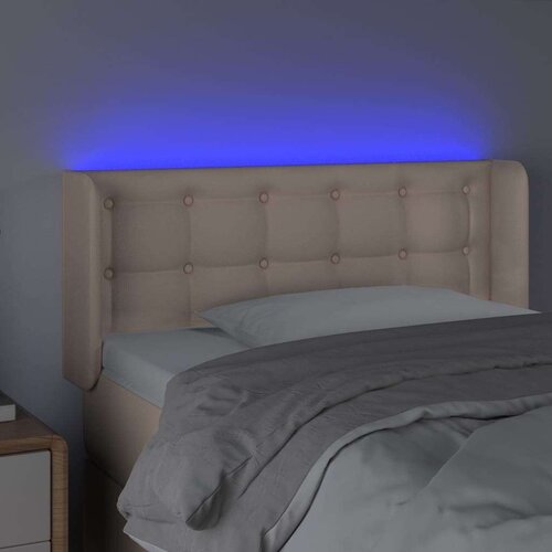 vidaXL LED posteljno vzglavje kapučino 83x16x78/88 cm umetno usnje Cene