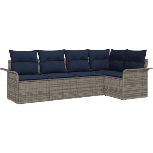  Sjedeća garnitura za vrt 5 kom. Crna poliratan 242,5 x 132,5 x 69 cm Slike