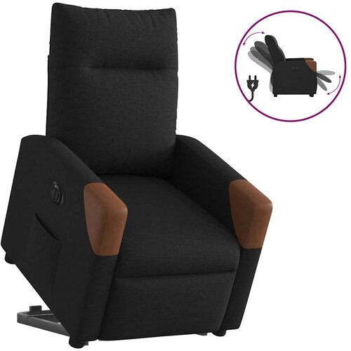 VidaXL Električni naslonjač na podizanje od tkanine crni Slike