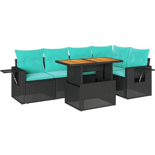 VidaXL Vrtna garnitura - 6-dijelni set vrtnih sofa s jastucima crni od poliratana - Crna 1 Slike
