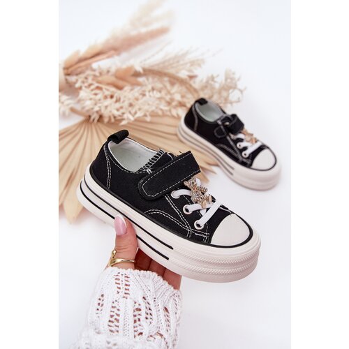 Boto Girls Sneakers With Gold Clip Bear Black Solena Slike