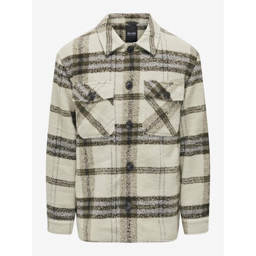 Only Brown-Beige Mens Checkered Shirt Jacket &amp;amp; SONS Cane - Men Slike