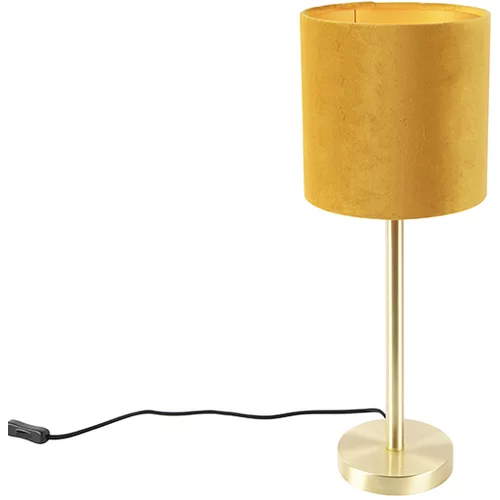 QAZQA Namizna svetilka medenina z rumenim odtenkom 20 cm - Simplo
