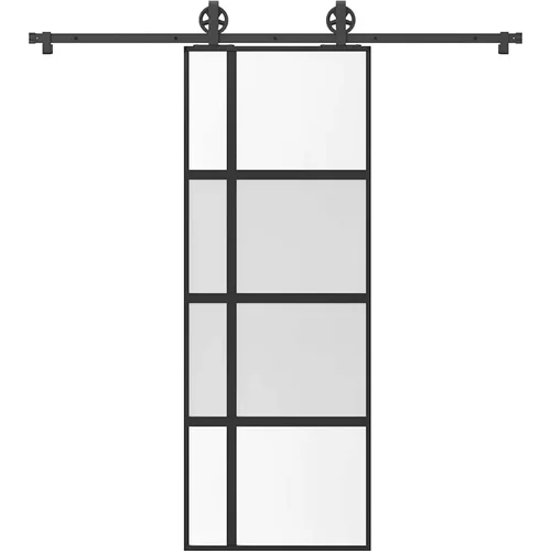 vidaXL Drsna vrata z opremo 76x205 cm kaljeno steklo in aluminij