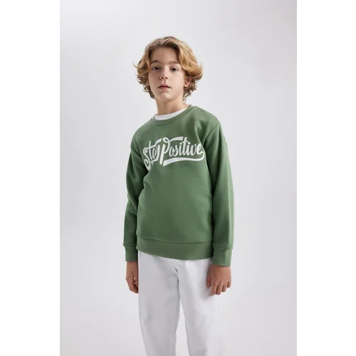 Defacto Boy&#39;s Crew Neck Printed Thick Sweatshirt