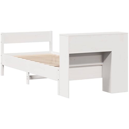  Krevet s regalom za knjige bez madraca bijeli 75x190cm borovina Slike