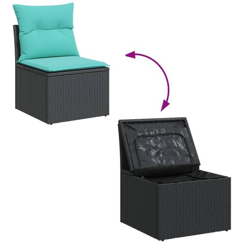  9-dijelni set vrtnih sofa od poliratana s jastucima crni Slike