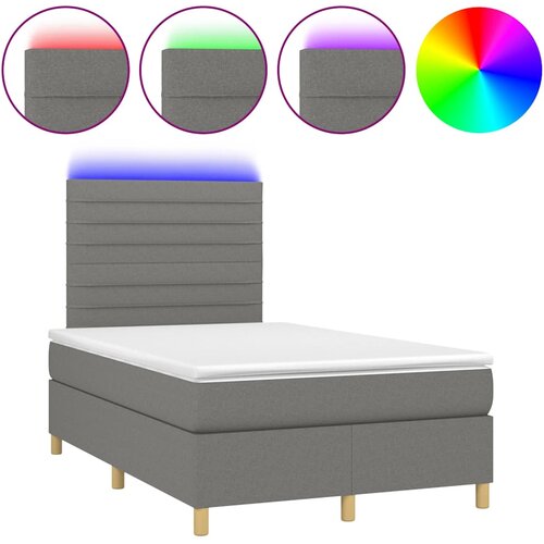 Maison Chic Box spring postelja - Vzmetna postelja z vzmetnico LED temno siva 120x190 cm blago SL9979, (21901529) Cene