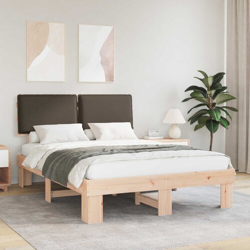 vidaXL Posteljni okvir z oblazinjenim vzglavjem Taupe 140 x 200 cm Cene
