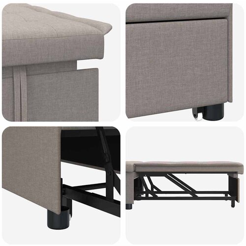  Krevet-sofa na razvlačenje Sivo-smeđa 194 x 50 x 82 cm tkanina Slike