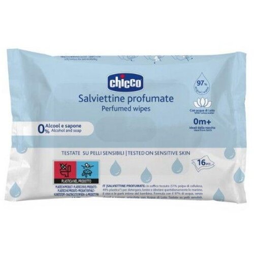 Chicco Perfumed Wipes 0m+ vlažni robčki za otroke rahlo odi&amp;scaron;avljen 16 kos Slike