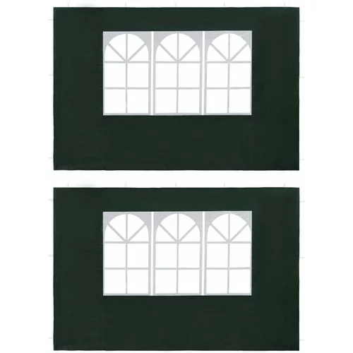  Stranice za šotor za zabave 2 kosa z okni PE zelene barve, (20568460)