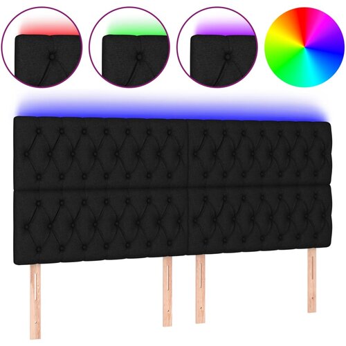  LED uzglavlje crno 200x7x118/128 cm od tkanine Slike