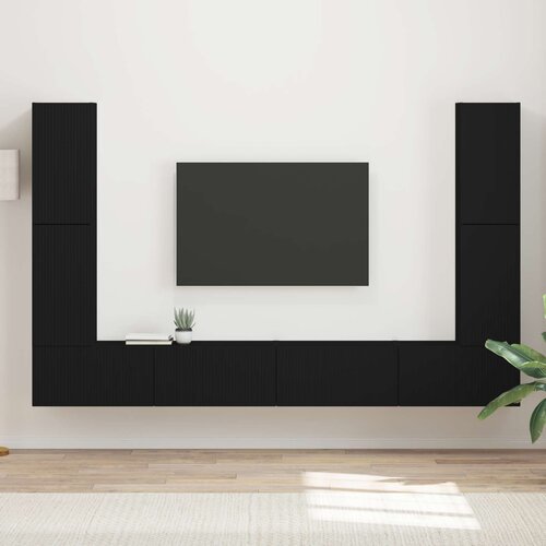  Set TV komoda 8 pcs Crna Konstruirano drvo Cijene