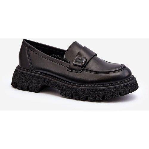 VINCEZA Black Flanila Women's Loafers with Strap Cene
