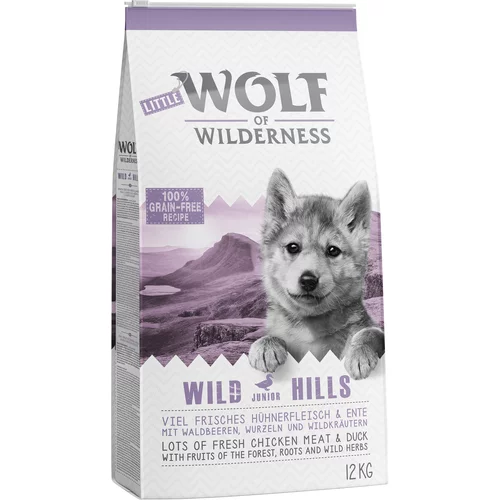Wolf of Wilderness Varčno pakiranje: 2 x 12 kg - Mix Green Fields + Wild Hills