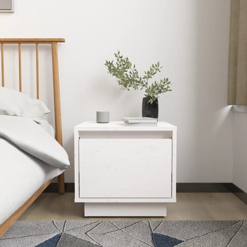 Furnova Nočna omarica bela 35x34x32 cm trdna borovina, (21926370) Slike