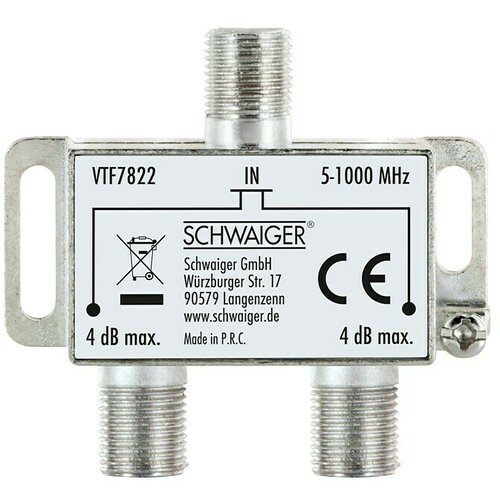 SCHWAIGER Razdelilnik (2-krat, F vtičnica, 5 - 1.000 MHz, 4 dB) Cene