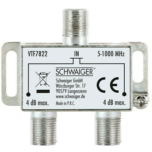 SCHWAIGER Razdjelnik (2-struko, F utičnica, 5 - 1.000 MHz, 4 dB) Cijene